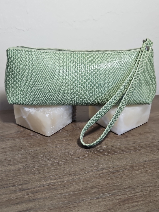 Clinique Handbags - Clinique Faux Snake Skin Make-Up Bag with Wristlet Strap